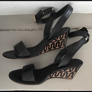 Tory Burch Black wedge sandals! 😎